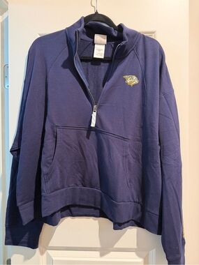 Navy Quarter-Zip Sweater with Embroidered Logo
